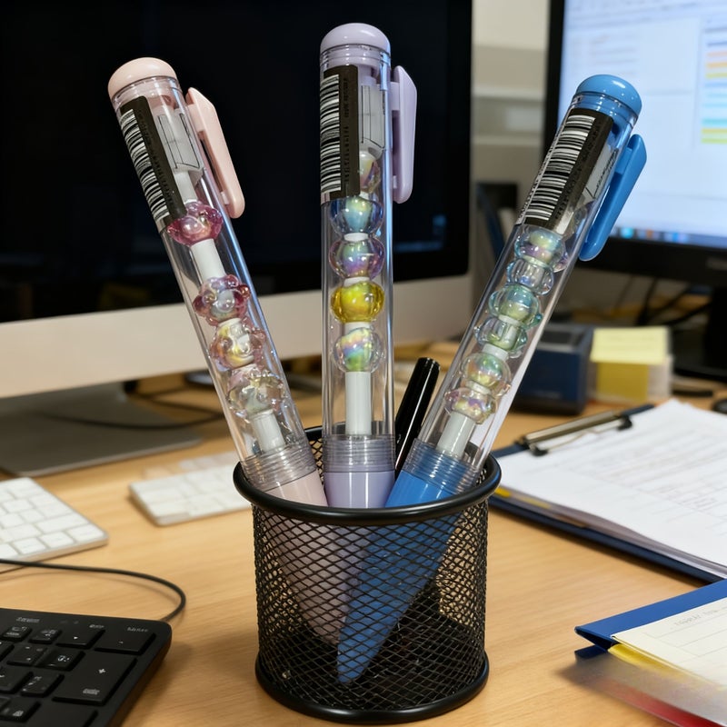 1pc Ke Qi String Pen Planet Astronaut 0.5mm Beaded Gel Pen Cute Click Pen Stress Relief High Value Water Based Ink - Image 3