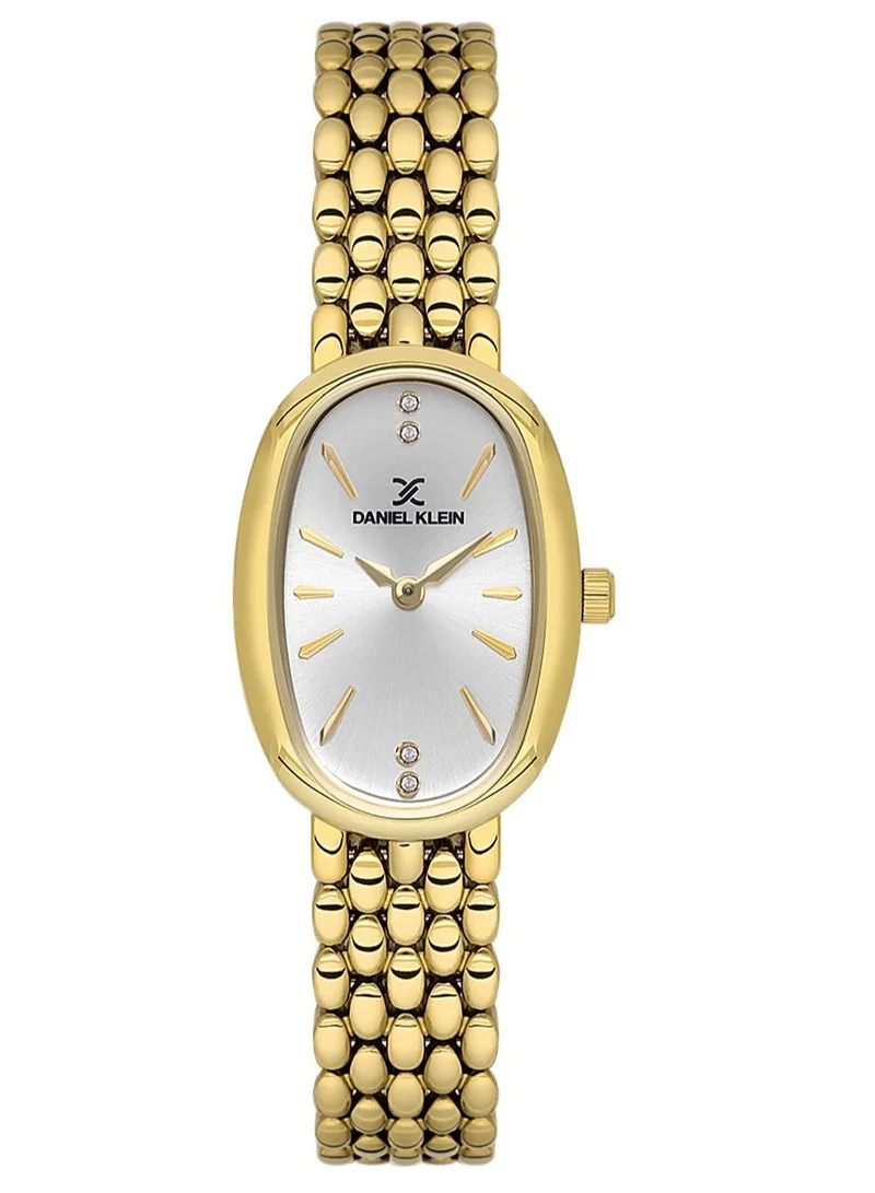 DANIEL KLEIN Women's Stainless Steel Gold Alloy Case Analog Silver Barrel Sunray Dial Japanese Quartz Premium 30 Meters Water Resistant