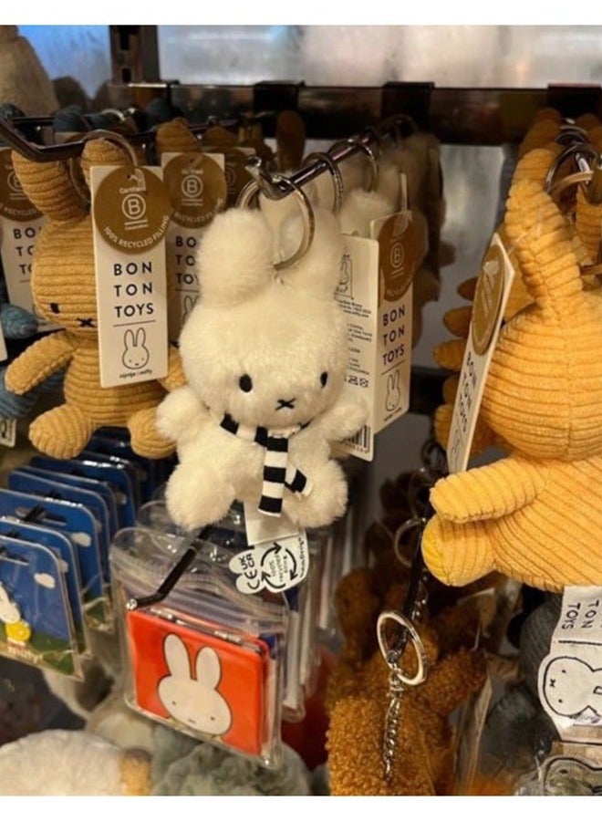Miffy Rabbit  Black And White Striped Scarf Pendant Cute Doll Super Cute Mini White Rabbit Plush Doll Pendant Gift - Image 4