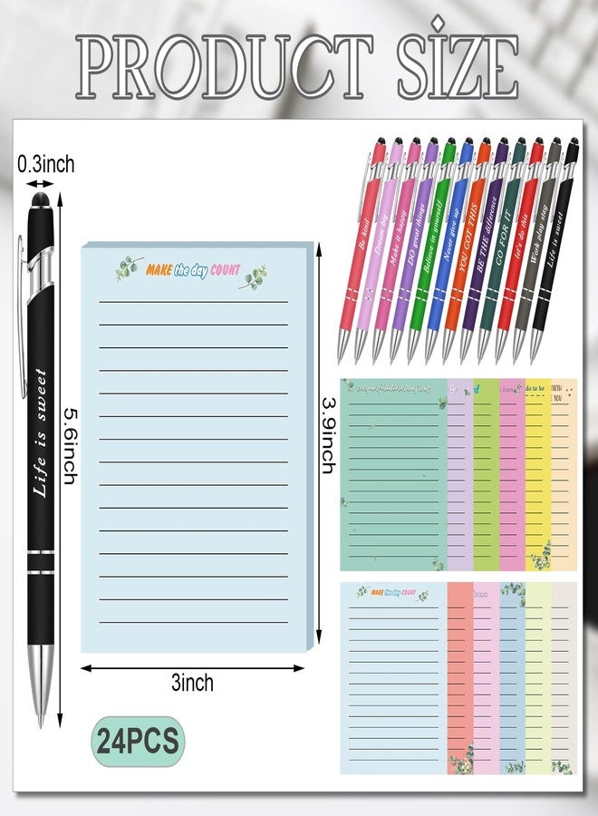Yaomiao 24 Pcs End of Year Gifts Inspirational Sticky Notes with Funny Ballpoint Pens 3 x 4 Inch Motivational Positive Graduation Party Favors for Coworkers Nurse Employee Teacher Appreciation Gift - Image 2