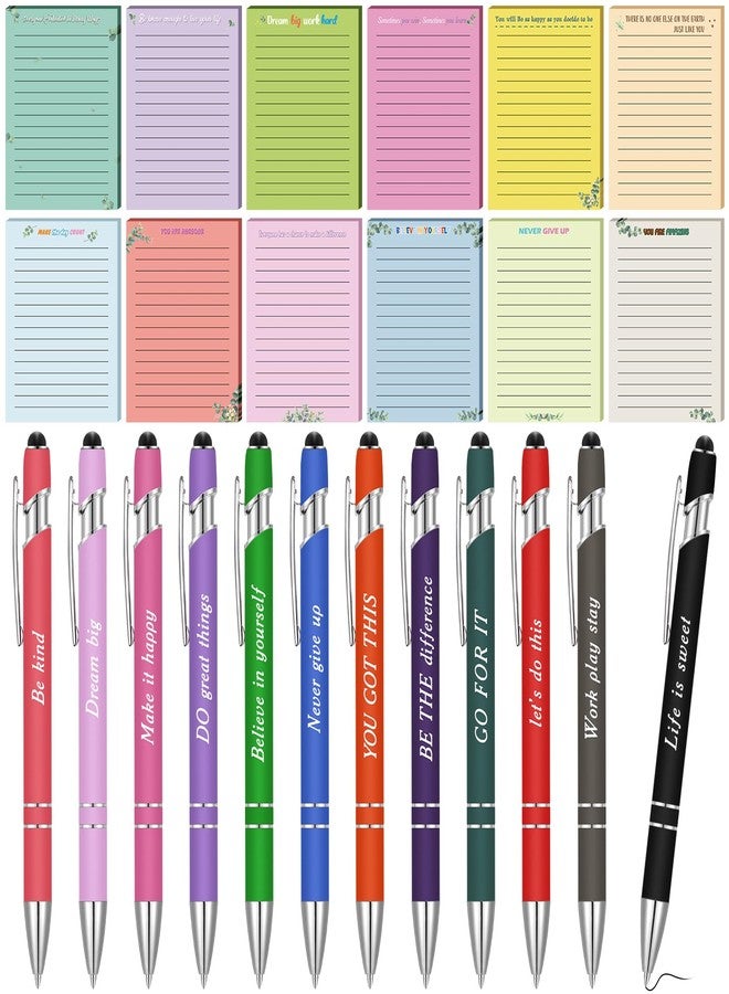 Yaomiao 24 Pcs End of Year Gifts Inspirational Sticky Notes with Funny Ballpoint Pens 3 x 4 Inch Motivational Positive Graduation Party Favors for Coworkers Nurse Employee Teacher Appreciation Gift - Image 1
