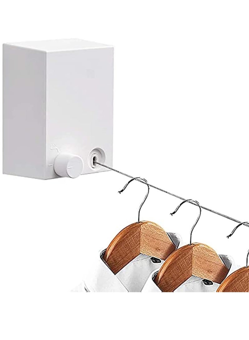 MIXDE Retractable Clothesline Heavy Duty Clothes Drying Laundry Line Indoor Outdoor Wall Mounted Clothes Dryer Rope Clothing Retracting Adjustable Stainless Steel Line 14 Feet (White SIngles Line) - Image 1