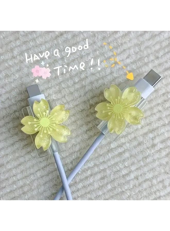 Yellow Resin Flower Cable Protector Anti Bending Chew Proof Device For Type C Interface - Image 4