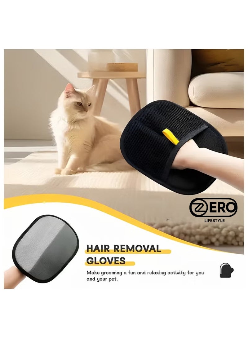 زیرو لائف اسٹائل قفازات مزدوجة الجوانب للعناية بالحيوانات الأليفة، قفاز قابل لإعادة الاستخدام لإزالة شعر الكلاب والقطط للغسيل والتخلص من الشعر المتساقط والتمشيط، قفازات مضادة للكهرباء الساكنة للحيوانات الأليفة ذات الشعر الطويل/القصير (عبوة من قطعتين) - Image 1
