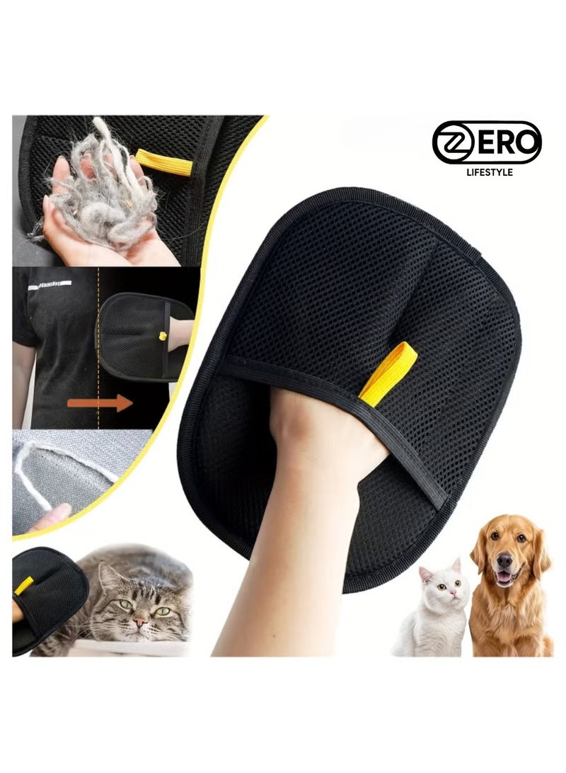زیرو لائف اسٹائل قفازات مزدوجة الجوانب للعناية بالحيوانات الأليفة، قفاز قابل لإعادة الاستخدام لإزالة شعر الكلاب والقطط للغسيل والتخلص من الشعر المتساقط والتمشيط، قفازات مضادة للكهرباء الساكنة للحيوانات الأليفة ذات الشعر الطويل/القصير (عبوة من قطعتين) - Image 2