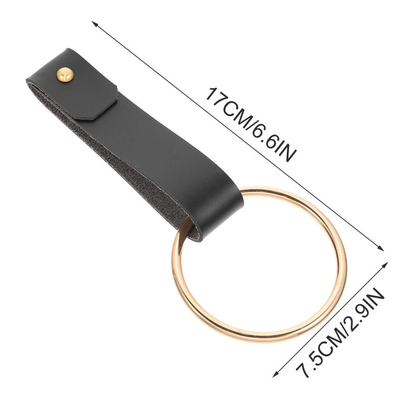 Black PU Leather 12cm Wall Mounted Towel Ring Sturdy Bathroom Hand Towel Holder - Image 3