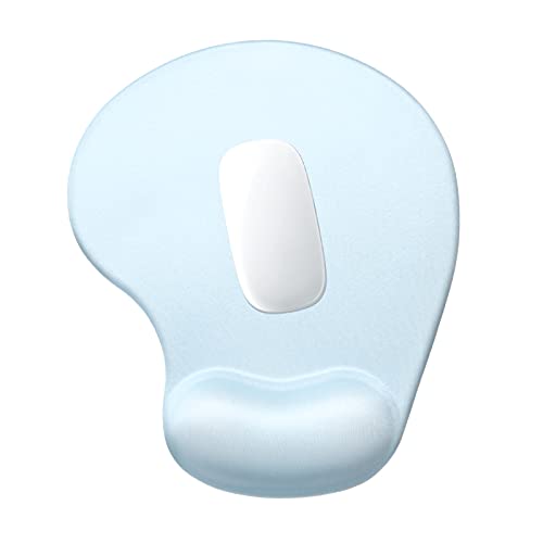 Hsurbtra Ergonomic Mouse Pad with Wrist Rest Support, Gel Mouse Pads with Non-Slip PU Base, Pain Relief Memory Foam Computer Mat, Cute Office Supplies Desk Decro Accessories, Sky Blue - Image 1