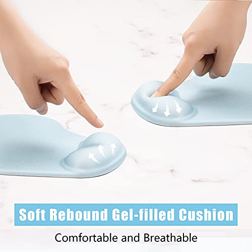 Hsurbtra Ergonomic Mouse Pad with Wrist Rest Support, Gel Mouse Pads with Non-Slip PU Base, Pain Relief Memory Foam Computer Mat, Cute Office Supplies Desk Decro Accessories, Sky Blue - Image 3