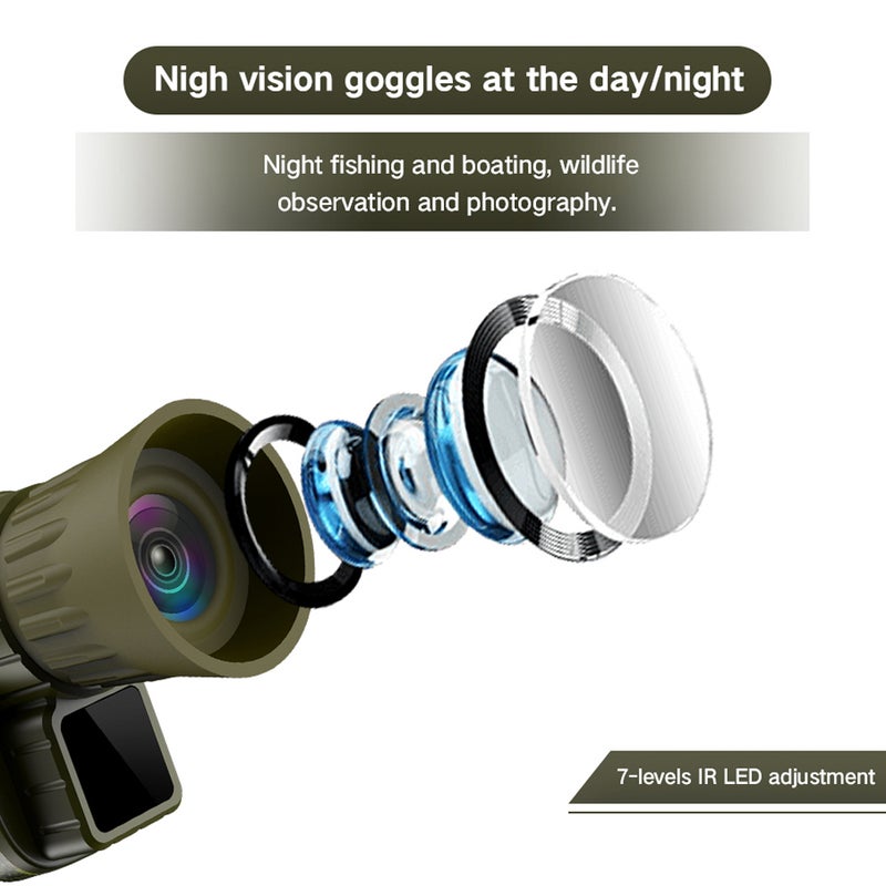 1080P Portable Night-Visions Device Day Night Use Photo Taking Video Recording 4X Digital Zoom Monocular Scope 5MP 8MP 12MP Photo Resolution 7 Levels of Infrared Adjustment Digital Vedio Camera - Image 5