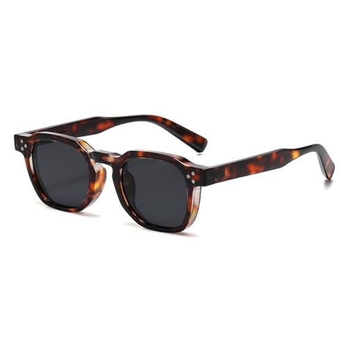 Gleyemor Fashion Square Sunglasses for Men Women Trendy Retro Sunglasses UV400 Protection Shades (Tortoise Frame/Grey Lens) - Image 1