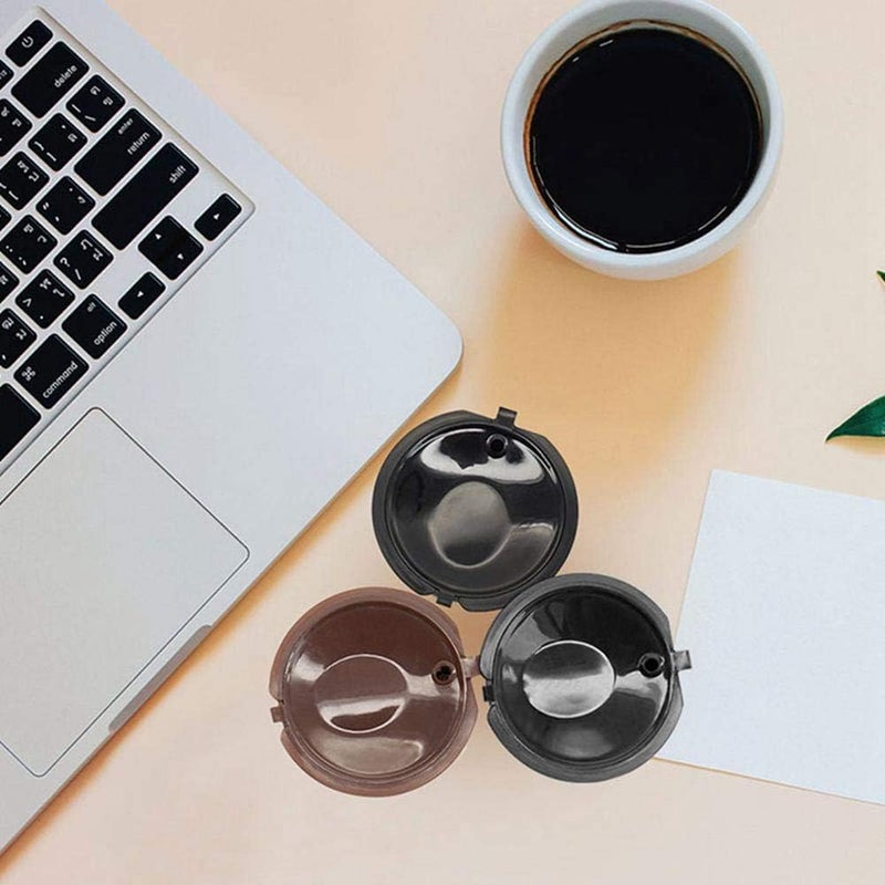 Volwco Coffee Capsule Refillable Reusable, 6 Pack Refillable Capsule Pod Compatible Filter Cups BPA Free Coffee Pods for Dolce Gusto with 2 Plastic Spoon and 2 Cleaning Brush - Image 3