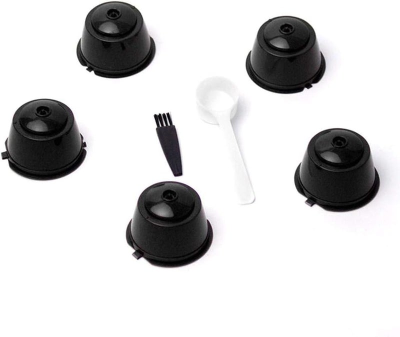 Volwco Coffee Capsule Refillable Reusable, 6 Pack Refillable Capsule Pod Compatible Filter Cups BPA Free Coffee Pods for Dolce Gusto with 2 Plastic Spoon and 2 Cleaning Brush - Image 5