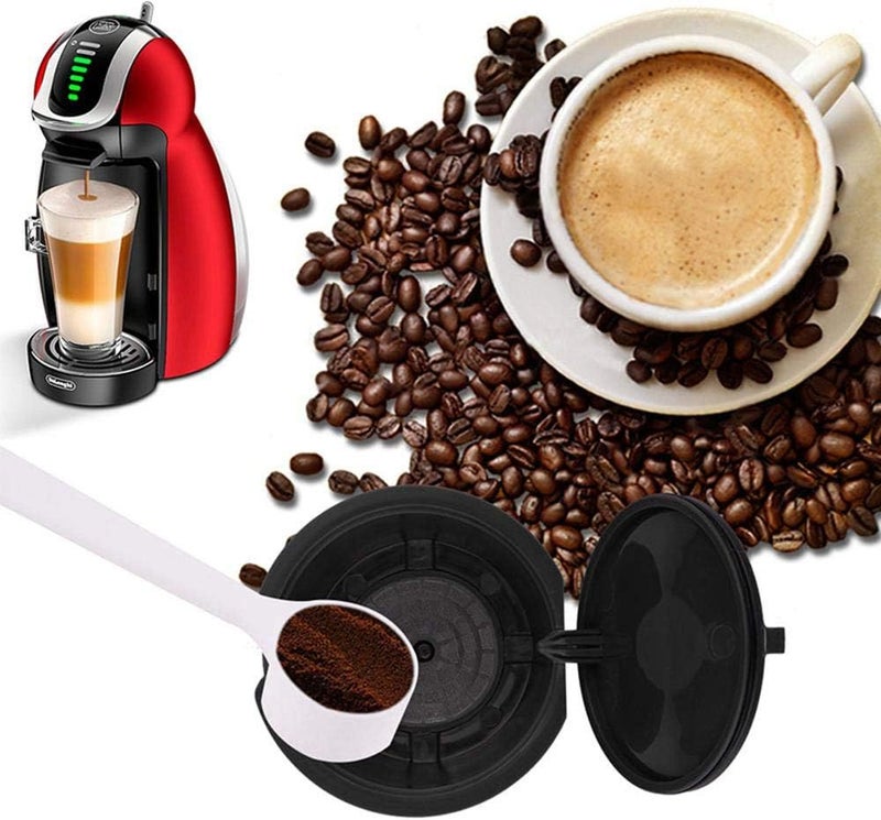 Volwco Coffee Capsule Refillable Reusable, 6 Pack Refillable Capsule Pod Compatible Filter Cups BPA Free Coffee Pods for Dolce Gusto with 2 Plastic Spoon and 2 Cleaning Brush - Image 2