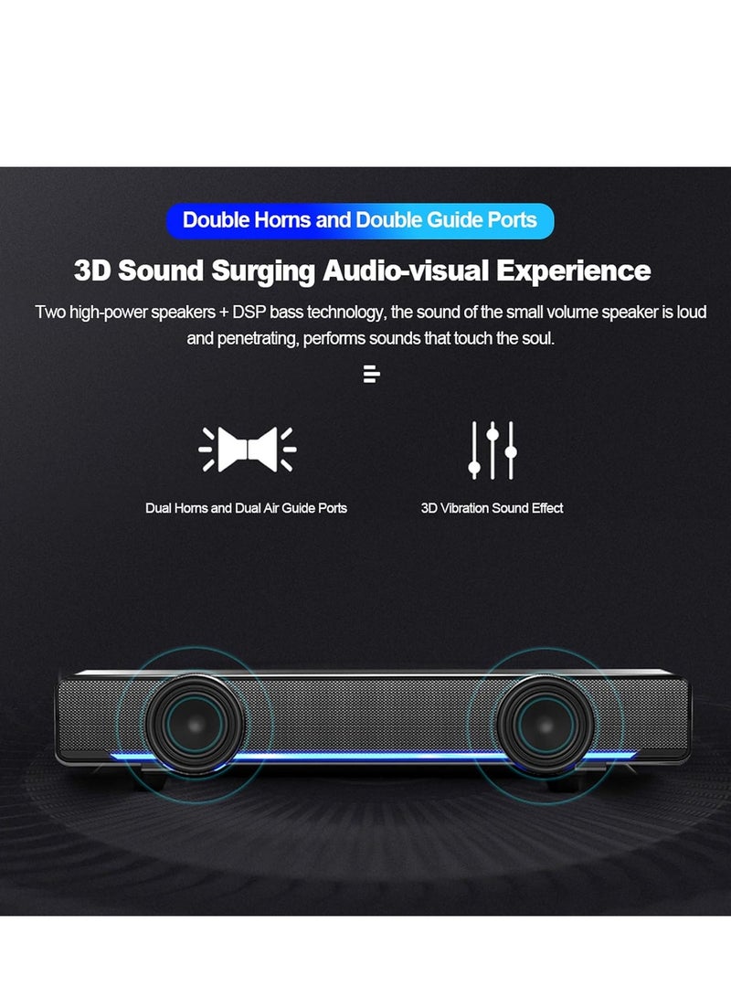 VIUAUAX SADA V-196 شريط مكبر الصوت السلكي للكمبيوتر SADA V-196 USB سلكي مضخم صوت ستيريو مضخم صوت قوي لمشغل الموسيقى الجهير صندوق صوت محيطي 3.5 ملم مدخل صوت للكمبيوتر الشخصي الكمبيوتر المحمول الهاتف الذكي الكمبيوتر اللوحي MP3 MP4 - Image 3