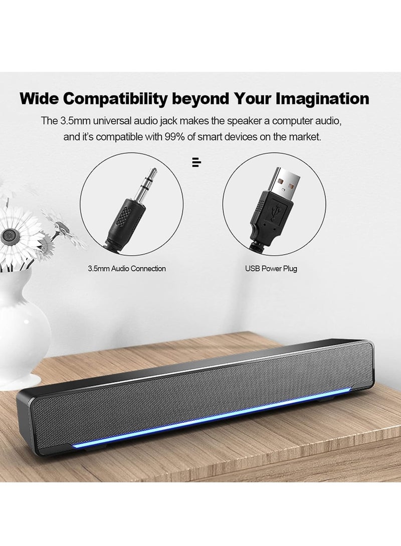 VIUAUAX SADA V-196 شريط مكبر الصوت السلكي للكمبيوتر SADA V-196 USB سلكي مضخم صوت ستيريو مضخم صوت قوي لمشغل الموسيقى الجهير صندوق صوت محيطي 3.5 ملم مدخل صوت للكمبيوتر الشخصي الكمبيوتر المحمول الهاتف الذكي الكمبيوتر اللوحي MP3 MP4 - Image 5