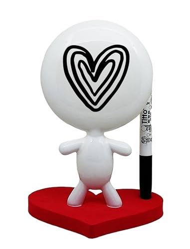 Estudio MW TITTO in Love, Draw Your Ideas - Ceramic Desk Coworkers Whiteboard Doll - Red Office Decor Design - Back to School Love Gifts - RED - Image 4