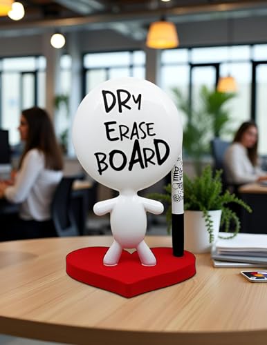 Estudio MW TITTO in Love, Draw Your Ideas - Ceramic Desk Coworkers Whiteboard Doll - Red Office Decor Design - Back to School Love Gifts - RED - Image 2