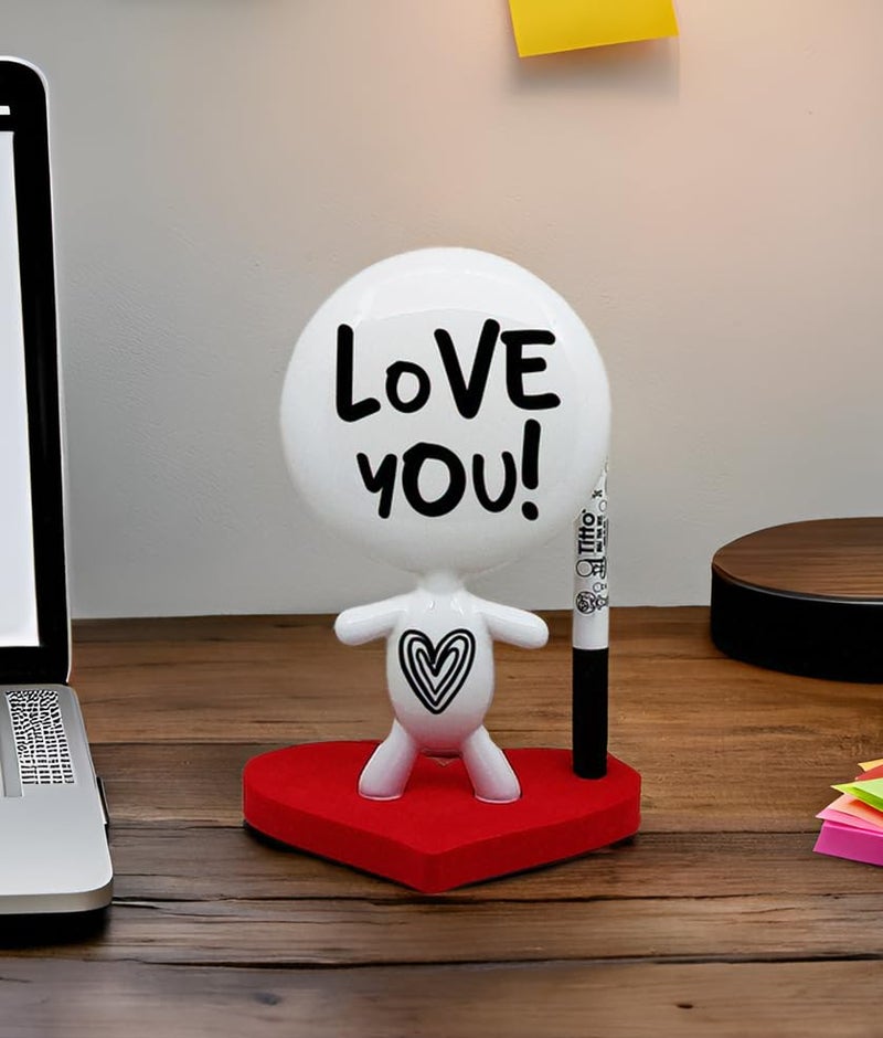 Estudio MW TITTO in Love, Draw Your Ideas - Ceramic Desk Coworkers Whiteboard Doll - Red Office Decor Design - Back to School Love Gifts - RED - Image 3