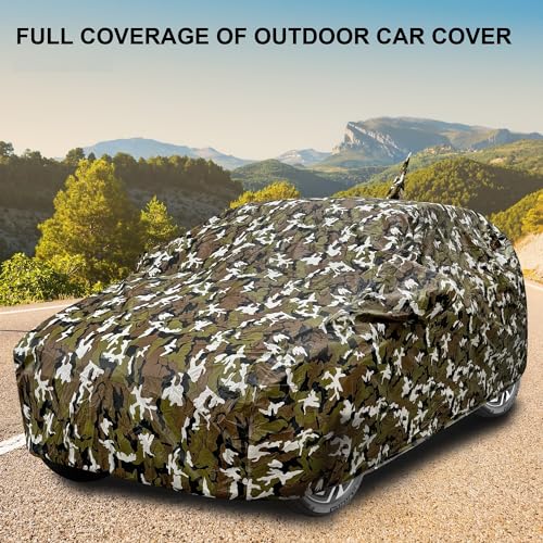 Auto Hub Waterproof Car Cover Compatible with Hyundai Elite i20 with Antenna & Mirror Pockets, Soft Cotton Lining, Elite i20 Car Cover Waterproof, Army - Image 5
