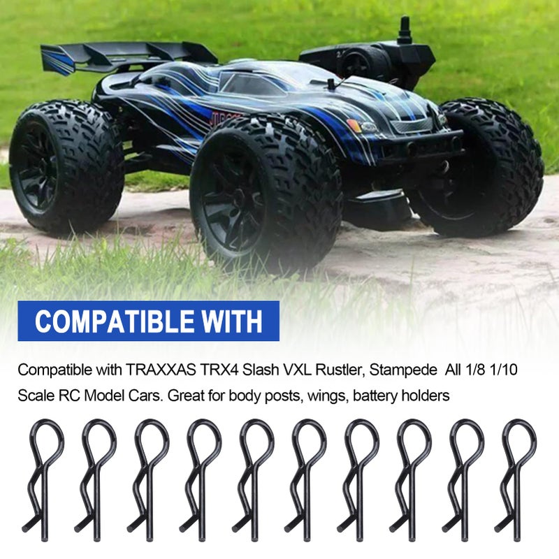 HobbyPark RC Body Clips Bent Springy R Pins Bent Black for All 1/8 Scale & Traxxas 1/10 Car Truck Crawler Buggy Drift Touring Shell Replacement(100-Pack) - Image 5