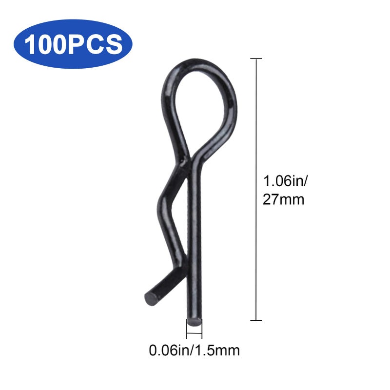 HobbyPark RC Body Clips Bent Springy R Pins Bent Black for All 1/8 Scale & Traxxas 1/10 Car Truck Crawler Buggy Drift Touring Shell Replacement(100-Pack) - Image 2
