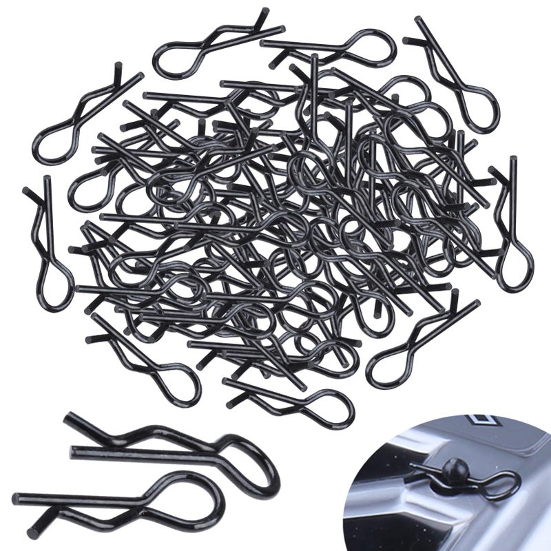 HobbyPark RC Body Clips Bent Springy R Pins Bent Black for All 1/8 Scale & Traxxas 1/10 Car Truck Crawler Buggy Drift Touring Shell Replacement(100-Pack) - Image 1