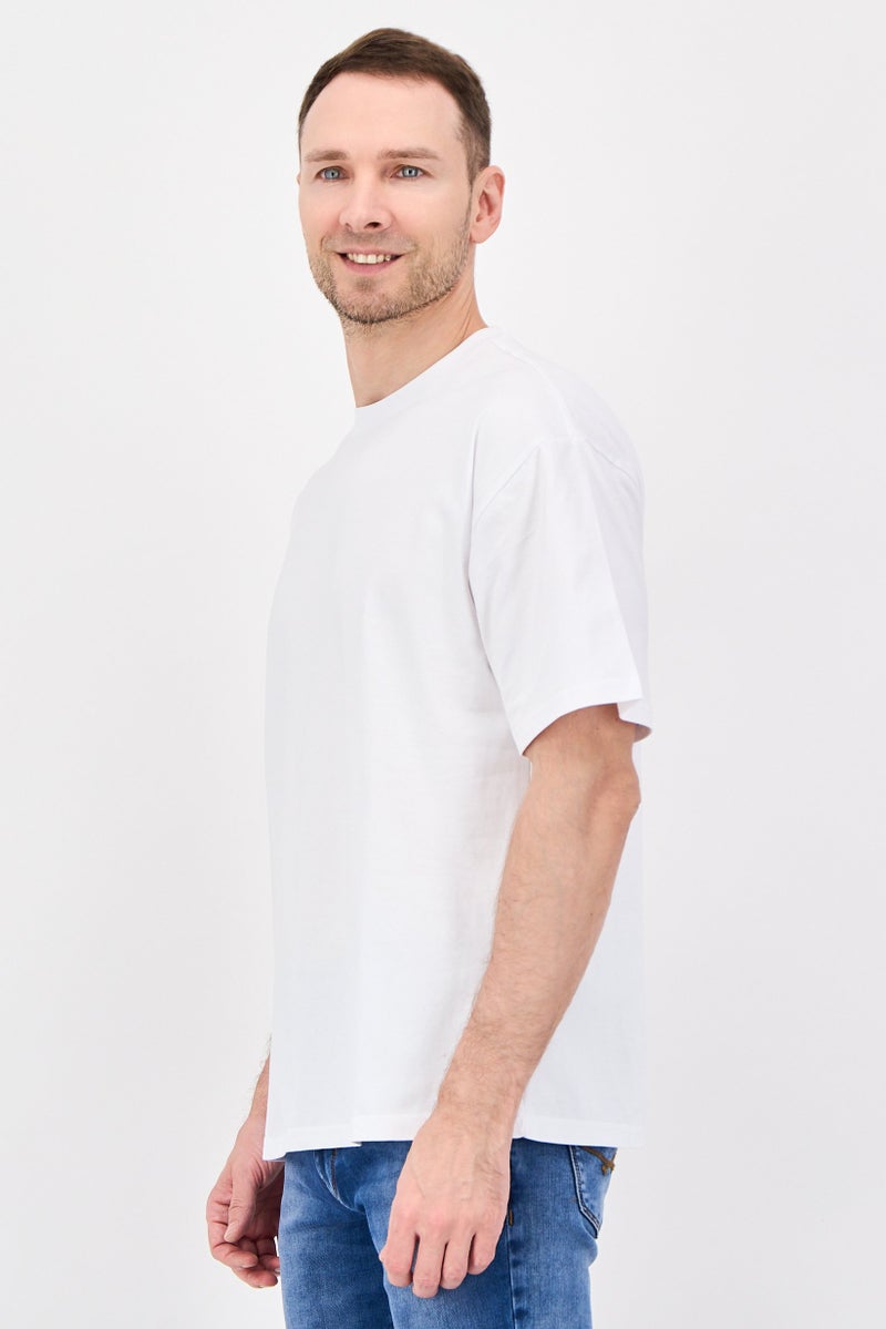 Fudo Men Crew Neck Short Sleeve Graphic Print T-Shirt, White - Image 4