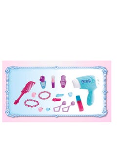 EASY FUTURE EASY FUTURE Toy Vanity Table Makeup Dressing Table Toy Playset Pretend Play Makeup Kit Toy Vanity with Mirror Lipstick Hair Dryer Jewelry and Chair for Kids Girls NoV77868  - Image 5