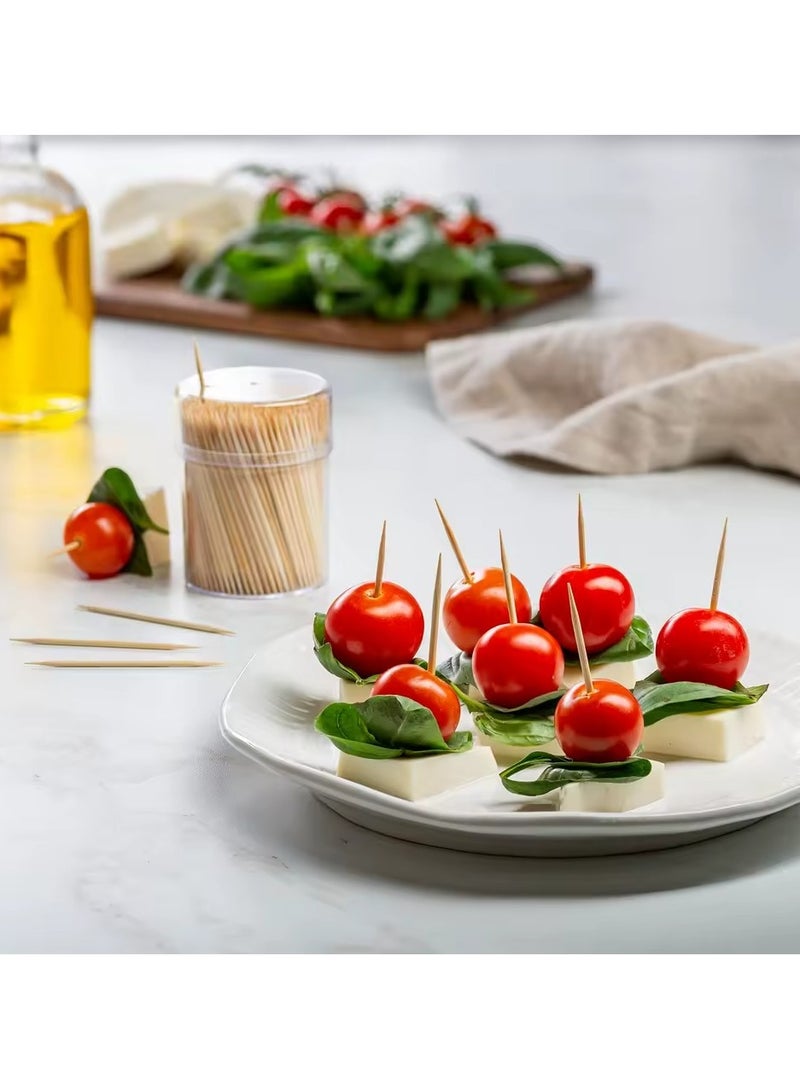 12-Pack Bamboo Wooden Toothpicks - Double Sided Round Bamboo Sticks - Toothpick Dispenser For Teeth, Food Pick Appetizers, Fruits And Diy Craft - Image 4