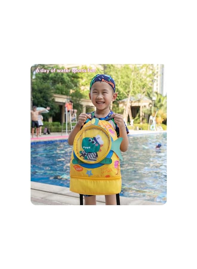 S-TOP Dry Wet Separated Swim Bags for Kids, Waterproof Storage Bag with Independent Shoe Compartment for Boys & Girls, Portable Cartoon Design Drawstring Backpack for Swimming 42x28x10cm - Image 4