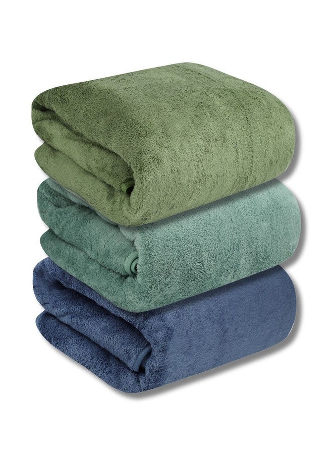 Fezora Microfiber 450 GSM Breathable Bath Towels Set - 3 Pieces in Blue, Green & Teal - Image 1