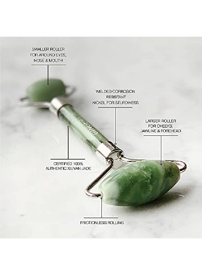 Ginger Chi Gingerchi Jade Roller For Face Care Anti Aging Skin Roller For Face Eyes Cheeks Forehead & Neck Natural Skin Care Facial Tools Made From Real Jade Gua Sha Stone Relieve Fine Lines & Wrinkles - Image 4