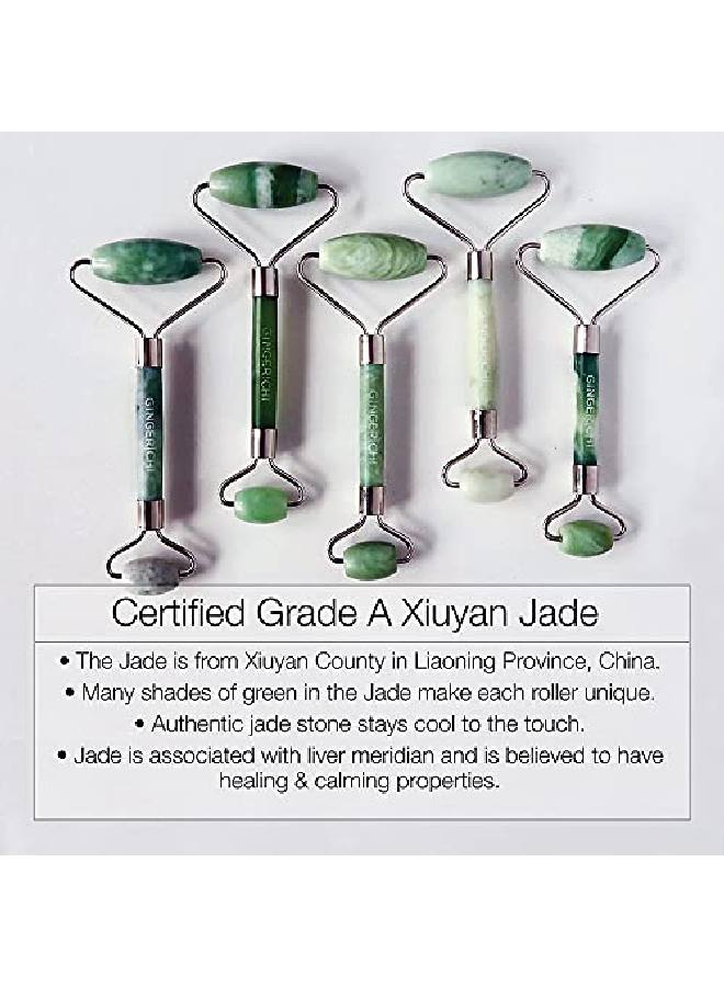 Ginger Chi Gingerchi Jade Roller For Face Care Anti Aging Skin Roller For Face Eyes Cheeks Forehead & Neck Natural Skin Care Facial Tools Made From Real Jade Gua Sha Stone Relieve Fine Lines & Wrinkles - Image 3