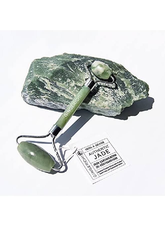 Ginger Chi Gingerchi Jade Roller For Face Care Anti Aging Skin Roller For Face Eyes Cheeks Forehead & Neck Natural Skin Care Facial Tools Made From Real Jade Gua Sha Stone Relieve Fine Lines & Wrinkles - Image 2