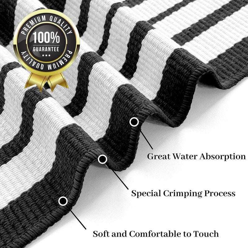 KOZYFLY Black and White Striped Outdoor Doormat 27.5x43 Inches Area Rug Washable Front Porch Rug Farmhouse Front Door Mat Indoor Outdoor Rug for Door, Kitchen, Entryway, Patio - Image 4