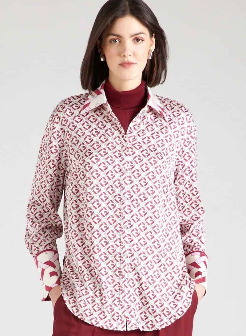 جس فستان بخصر مزموم بنقوش - Image 1