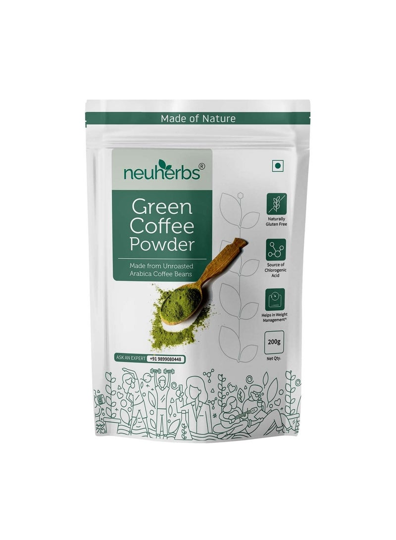 Neuherbs Unroasted Arabica Green Coffee Beans Powder | With Chlorogenic Acid | For Weight Loss Management (200 gm Powder) - Image 1