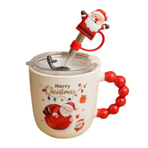 CORALTREE CORAL TREE Festive “Merry Christmas” Santa Mug with Straw & Lid Set | Merry Christmas Gift Cup for Coffee Green Tea, Home & Office Use - Image 1