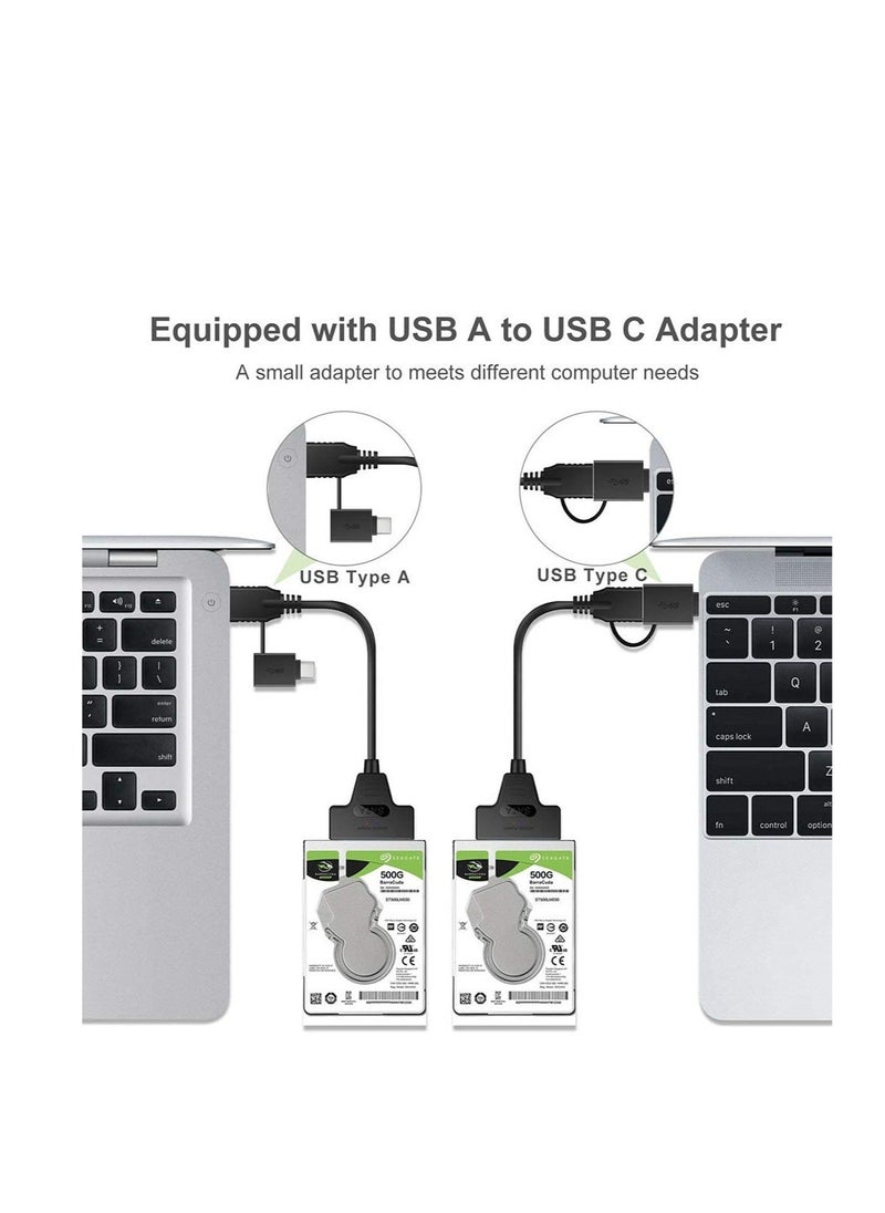 Generic SATA to USB 3.0 Cable, SATA 22 Pin 2.5" inch Female to USB 3.0 & Type-C Male USB-C USB 3.0, USB 3.0 to SATA III Hard Drive Adapter, for 2.5 3.5 Inch HDD/SSD Hard Drive Disk  - Image 2