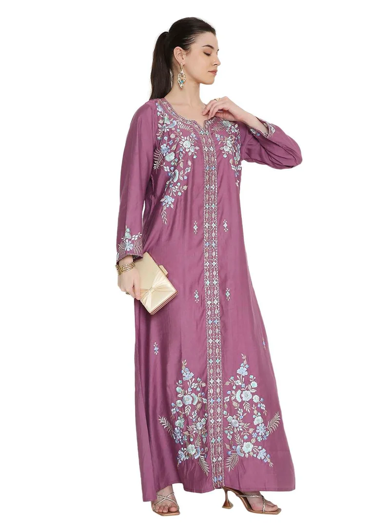 HANA & SARA flowery design long arabic jalabia kaftan dress