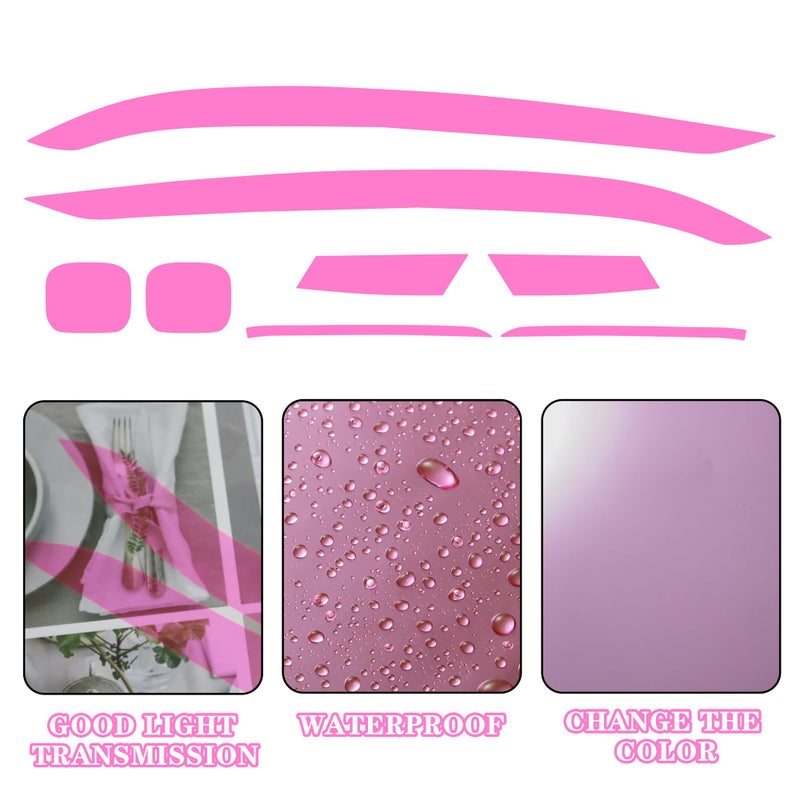 TOMALL 3 Pair Headlight Fog Light Rearview Mirror Light Vinyl Films Smoke Tint Compatible with Honda 11th Gen Civic 2022-2025+ Light Transmission Tint Wrap Exterior Sticker Decorations Trim (Pink) - Image 2