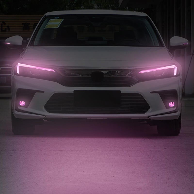 TOMALL 3 Pair Headlight Fog Light Rearview Mirror Light Vinyl Films Smoke Tint Compatible with Honda 11th Gen Civic 2022-2025+ Light Transmission Tint Wrap Exterior Sticker Decorations Trim (Pink) - Image 1