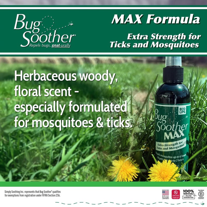 Bug Soother MAX - Extra Strength Natural Gnat, Tick, and Mosquito Repellent, 3 Pack 4 fl oz w/Free 1 oz. Bug Spray Deterrent - DEET Free - Safe for Adults & Environment - Made in USA - Image 4