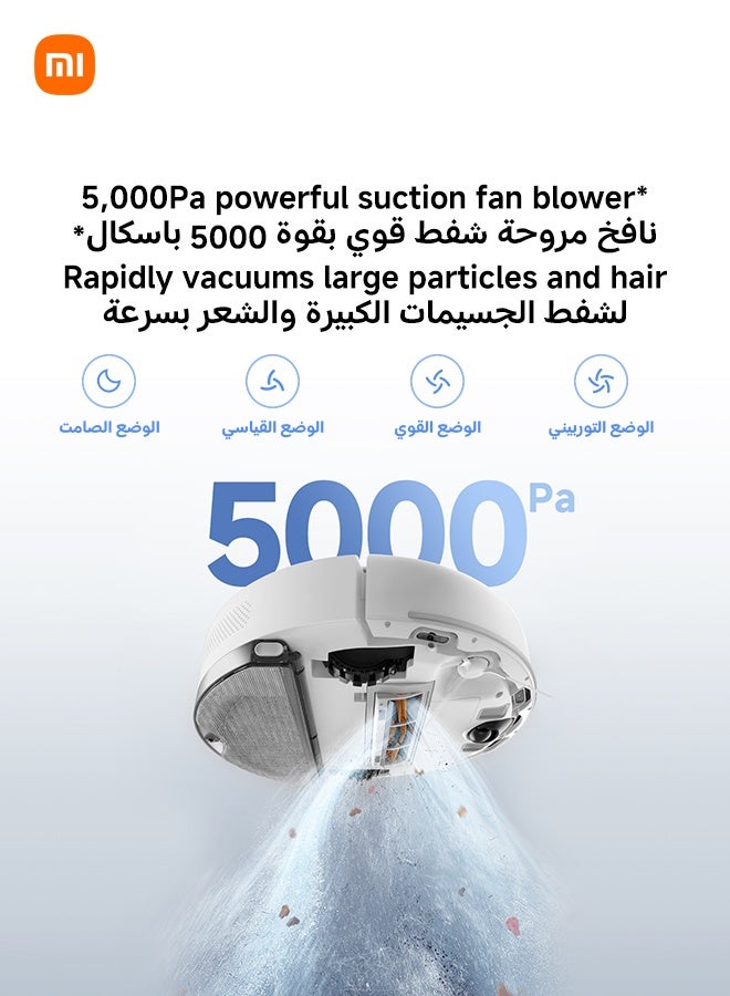 Xiaomi Robot Vacuum S40C, 2-in-1 Vacuum and Mop, 5000Pa Suction, Smart LDS Navigation, Auto Recharge, Works on Low Pile Carpets & Hard Floors 20 W 61123 white - Image 4