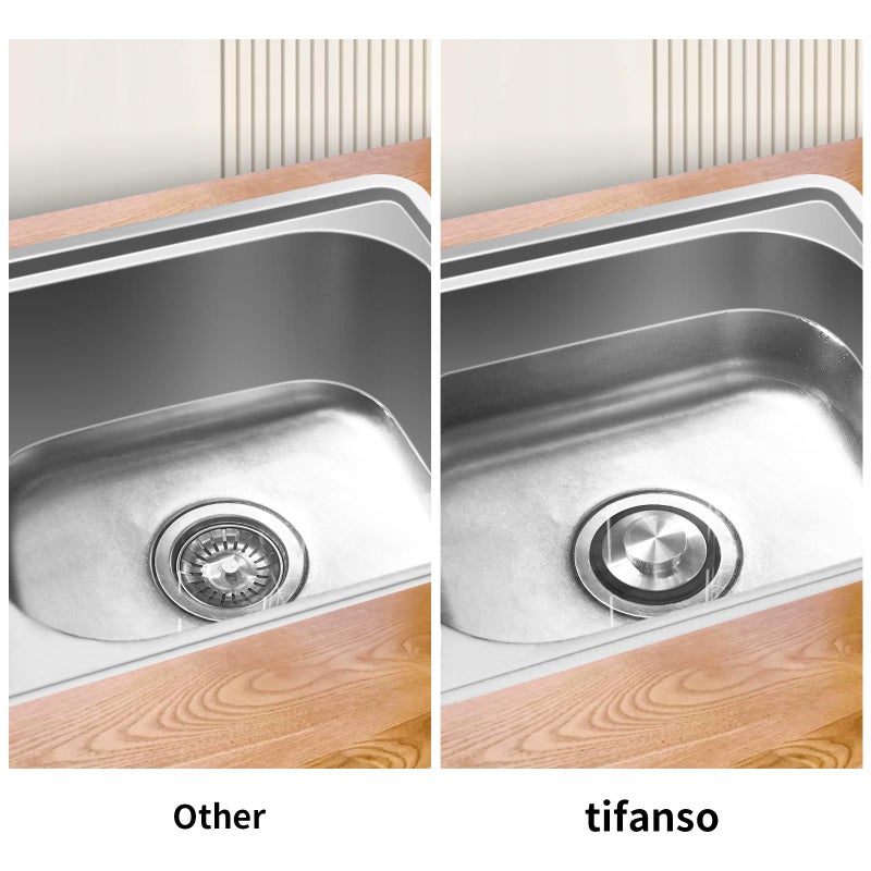 tifanso غطاء سدادة تصريف حوض المطبخ Tifanso، 2 قطع سدادة تصريف من الفولاذ المقاوم للصدأ بحجم 3.34 بوصة، تناسب حجم حوض المطبخ القياسي 3-1/2 بوصة - Image 5