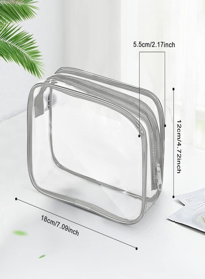 Saintrygo 18 Pack Clear Makeup Bags 7 x 5 PVC Cosmetic Bag Plastic Zippered Pouches Portable Toiletry for Women Men Travel Vacation Bathroom Organizing(Clear Color, Gray Border) - Image 3