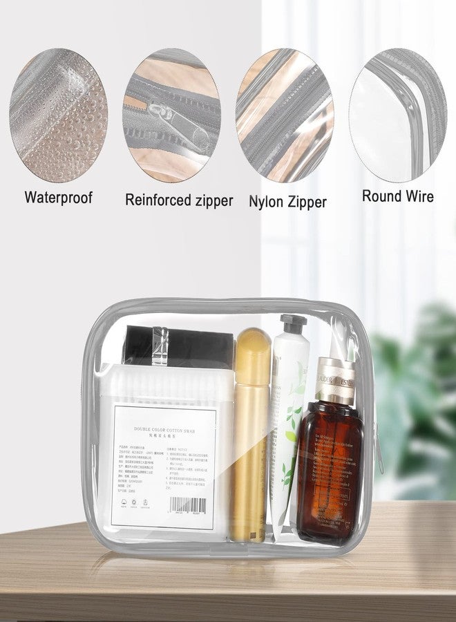 Saintrygo 18 Pack Clear Makeup Bags 7 x 5 PVC Cosmetic Bag Plastic Zippered Pouches Portable Toiletry for Women Men Travel Vacation Bathroom Organizing(Clear Color, Gray Border) - Image 4