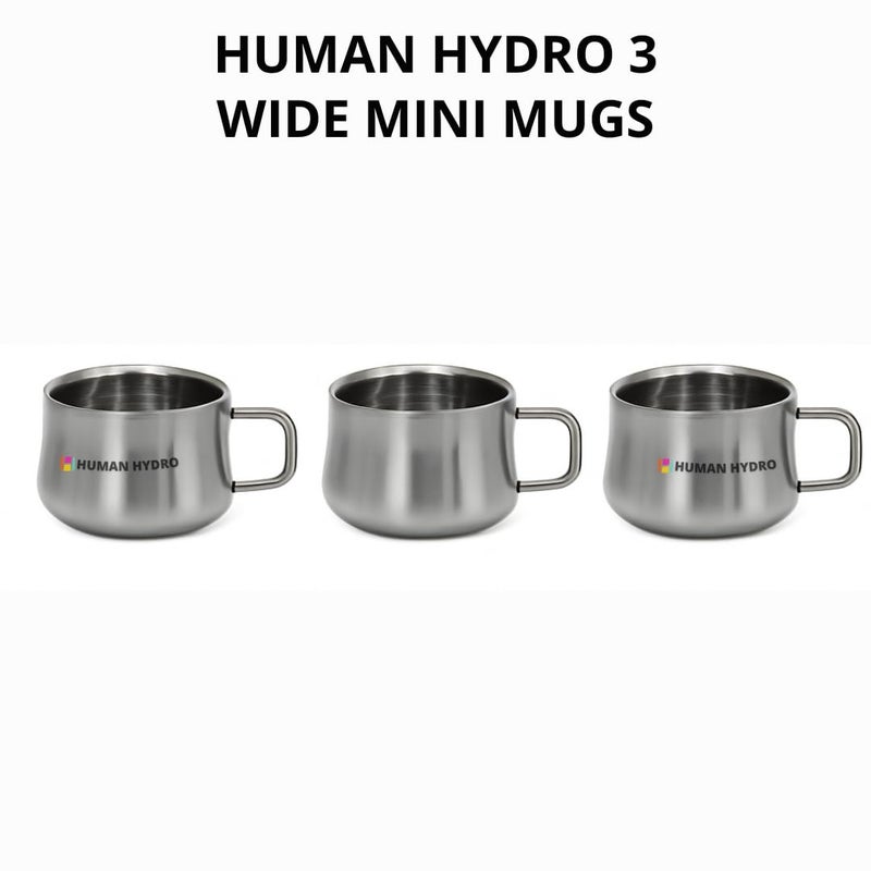 Human Hydro أكواب ميني عريضة من الفولاذ المقاوم للصدأ - مجموعة من 3 أكواب شاي (120 مل لكل منها) | مقاومة للصدأ، متينة وسهلة التنظيف | مثالية للشاي، القهوة والحليب - Image 2