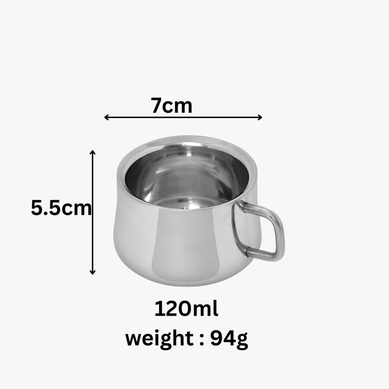 Human Hydro أكواب ميني عريضة من الفولاذ المقاوم للصدأ - مجموعة من 3 أكواب شاي (120 مل لكل منها) | مقاومة للصدأ، متينة وسهلة التنظيف | مثالية للشاي، القهوة والحليب - Image 3