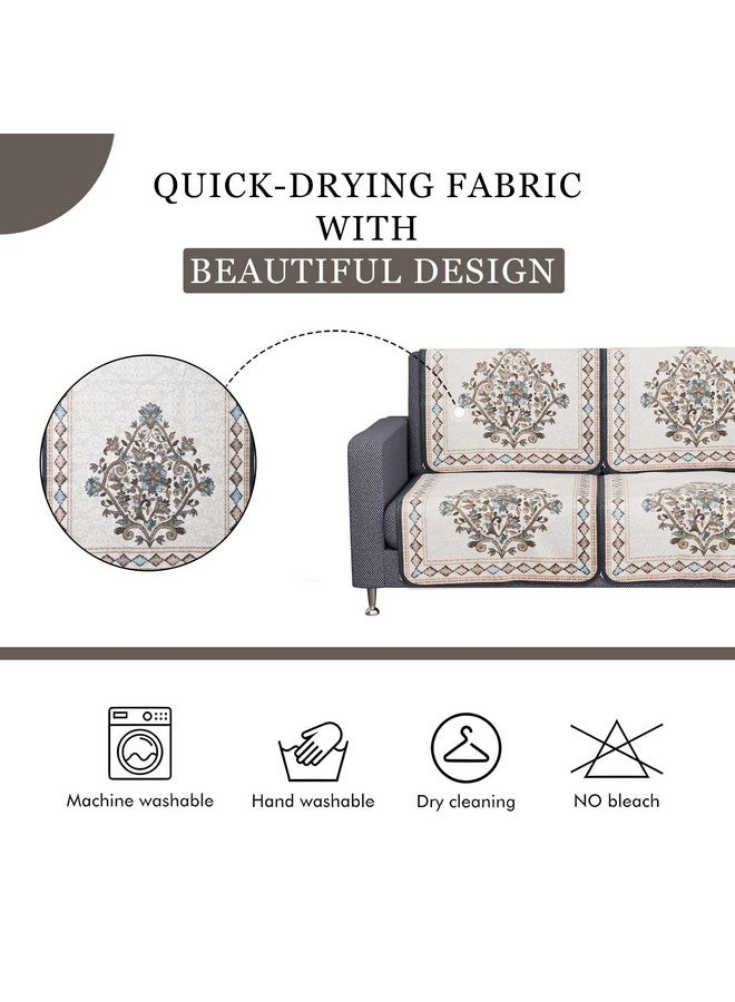 Kuber Industries Sofa Cover | Net 2+1+1 Seater Sofa Slip Cover Set | Couch Sofa Cover Set | Sofa Cover for Home | Sofa Slipcover for Living Room | Flower Digital Embroidery Print-730 | Green - Image 5